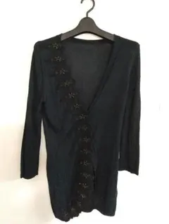 ビーズ刺繍カーディガン ブラック