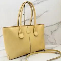 2WAY TOD'S トッズ パテントレザー トートバッグ イエロー ショルダー