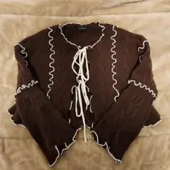 w closet 配色メロウケーブルリボンカーディガン