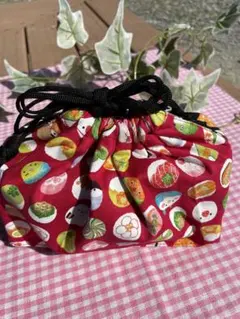 再販無し1点限定ランチ巾着 ランチバッグ お弁当袋 和柄小鳥柄巾着 2色使い