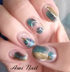 青 マグネット ニュアンスネイル