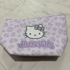 ハローキティ ヒョウ柄ポーチ 薄紫