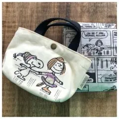 スヌーピー　ペパーミントパティ　エコバッグ付きミニトート　刺繍　リバティ