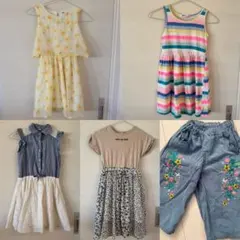 キッズ 女の子 夏服 まとめ売り ワンピース 130cm と刺繍パンツ