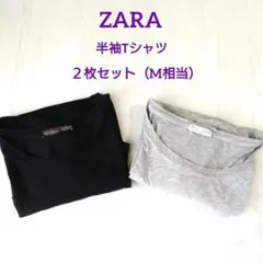 ZARA ザラ 半袖 Tシャツ 2枚セット ブラック グレー M アシンメトリーのサムネイル