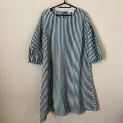 samansamos2 美品　ブルーグリーンオーバーサイズ シャツ　ワンピース