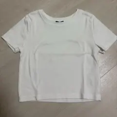 ホワイト クロップド丈 半袖Tシャツのサムネイル
