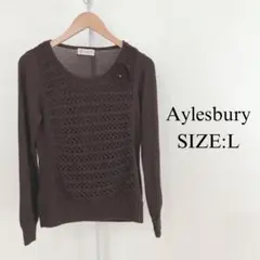 【美品】 Aylesbury レディース ニット セーター 花ブローチ ハニカムのサムネイル