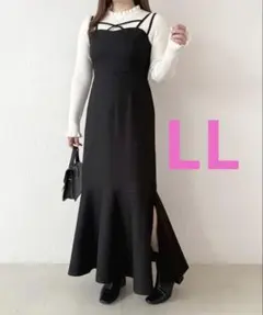 アプレジュール スリットマーメイドキャミワンピース ブラック LLサイズのサムネイル