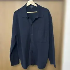 UNIQLO ネイビー ミラノリブシャツカーディガン XL