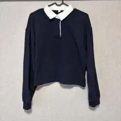 GU ネイビー 長袖ポロシャツ