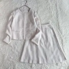 any SiS ツイードセットアップ　スカートスーツ　ノーカラー　ラメ