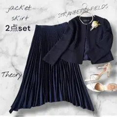 セレモニー2点セット セットアップ ノーカラージャケット ネイビー 卒業 入学式