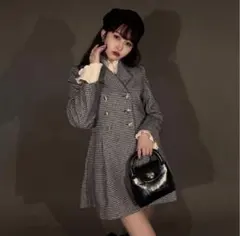 ビッグチェックトレンチファーコート cheri mi シェリミー - メルカリ