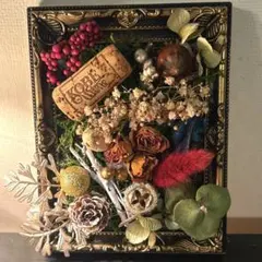 フォトフレーム　ハンドメイド　インテリア　ドライフラワー　アンティーク調
