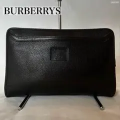 【美品】バーバリーズ シャドーホース ノバチェック クラッチバッグ レザー 黒