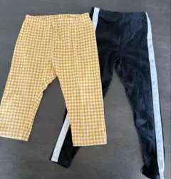 110サイズ チェック柄・ブラック ボトムス 2枚組