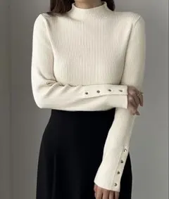 Louere / ルエレ ゴールドボタンリブニット