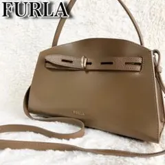 極美品✨フルラ 現行 トートバッグ ネット レザー A4可 キャメル ロゴ