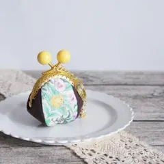 がま口キーホルダー*フラワーガーデン×イエロー