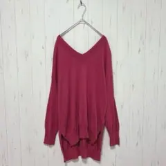 Y156 KBF ケービーエフ　ニットプルオーバー　ピンク　Vネック　セーター