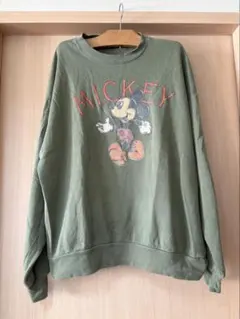 【90s/USA製】ミッキーマウス ヴィンテージ スウェット オリーブ L 希少