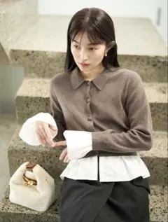 Lagunamoon ペプラムドッキングニットカーディガン