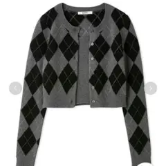 新品タグ付　アーガイルニットアンサンブル　灰色SNIDEL