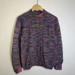 【古着美品】マルチカラー ケーブルニットセーター