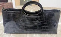 ブラック クロコダイル風 ハンドバッグ