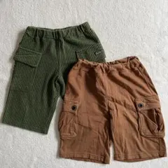 BREEZE キッズ ハーフパンツ 2枚セット カーキ ブラウ　130サイズ