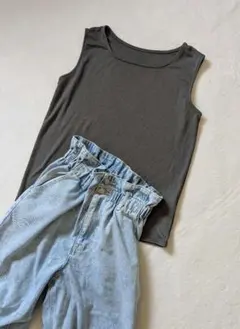 レディース　タンクトップ　シルバー　グレー　ダークグレー　キャミソール　スクエア