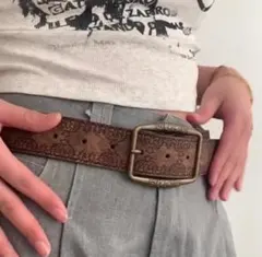 ウエスタンベルト ヴィンテージ ブラウン アメカジ y2kバイカー アンティーク