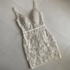 IRMA刺繍シアー切替ミニドレス