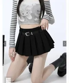 GRL ミニプリーツスカート インパン付き 黒
