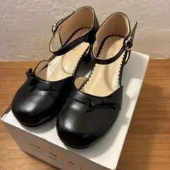 リボン付き黒フォーマルシューズ 23.0cm