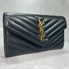 SAINT LAURENT カサンドラ キルティング 長財布 ブラックのサムネイル