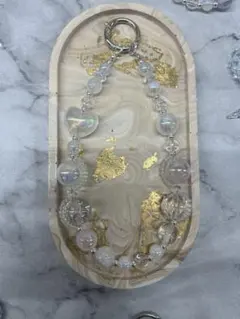 【新品未使用】スマホストラップ　ハートモチーフストラップ　ホワイト