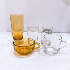 当時物　アデリア　グラス　カップ　飴色　アンバー