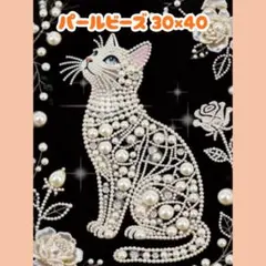 No.1404 ダイヤモンドアートキット 特殊ビーズ パール 猫