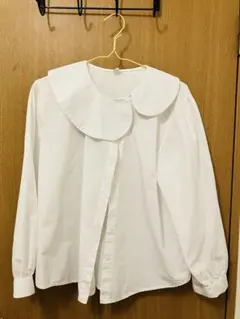 ビックカラー 長袖ホワイトシャツ/ブラウス