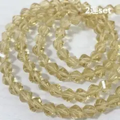 y111/ガラスビーズ◇イエロー系　多面カット　2連