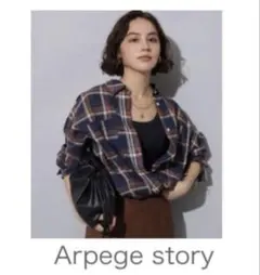 Arpege story♡アルページュストーリー　シアーチェックシャツ　紺　Mのサムネイル