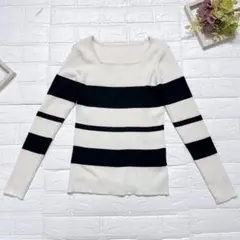 SENSE OF PLACE 白黒 ボーダー柄 長袖 トップス Oneサイズ