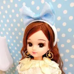 リカちゃん☆シフォンリボンカチューシャ☆ブルー☆
