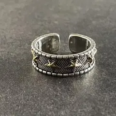 メンズリング　シルバー925刻印　スターメッシュ　メキシカンアクセ　ヴィンテージ