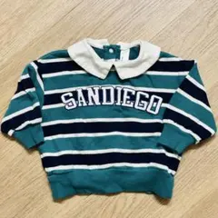 コットン襟付きボーダートレーナー 80cm