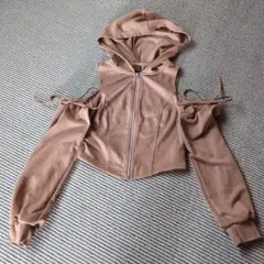 SHEIN フード付き クロップドパーカー S