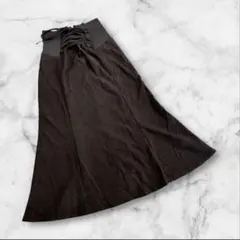 ナイスクラップ　ロングフレアスカート　ウエストゴム　ブラック　フリーサイズ