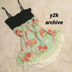 y2k リズリサ系 花柄 チュニック ワンピ フェアリーグランジ